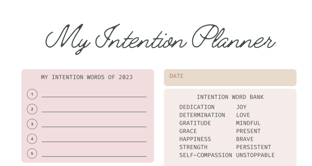 2023 intentions planner